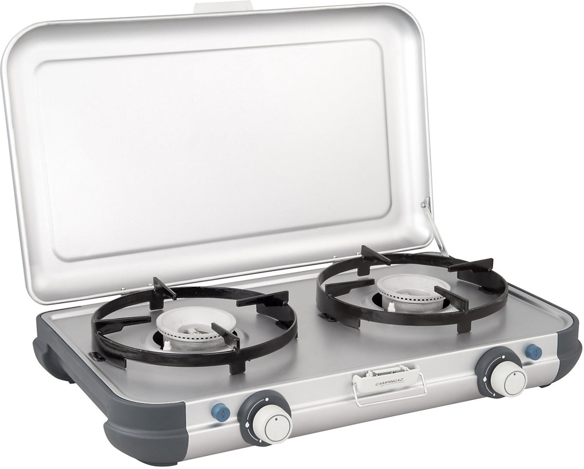 Campingaz Camping Kitchen 2 CV PZ - Double Burner - Portable Camping Gas Stove With Piezo Ignition