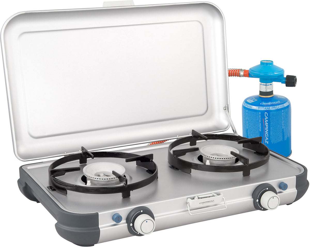 Campingaz Camping Kitchen 2 CV PZ - Double Burner - Portable Camping Gas Stove With Piezo Ignition
