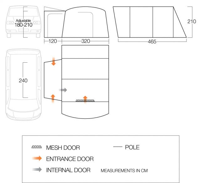 Vango Galli Low - Poled Drive Away Awning - Sentinel Active - Smoke