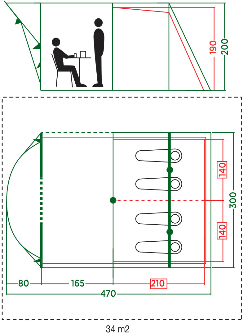 Coleman Meadowood 4 BlackOut Bedroom Family Tent - 4 Person