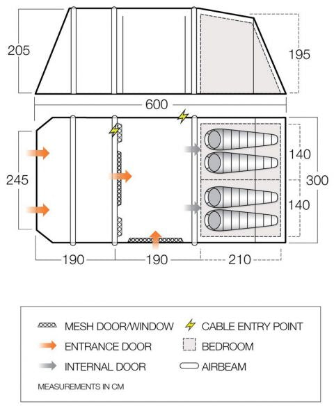 Vango Joro Air 450 Sentinel Eco Dura Package Tent - Moroccan Blue