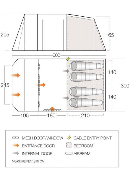 Vango Lismore TC 450 Package Tent - Cloud Grey