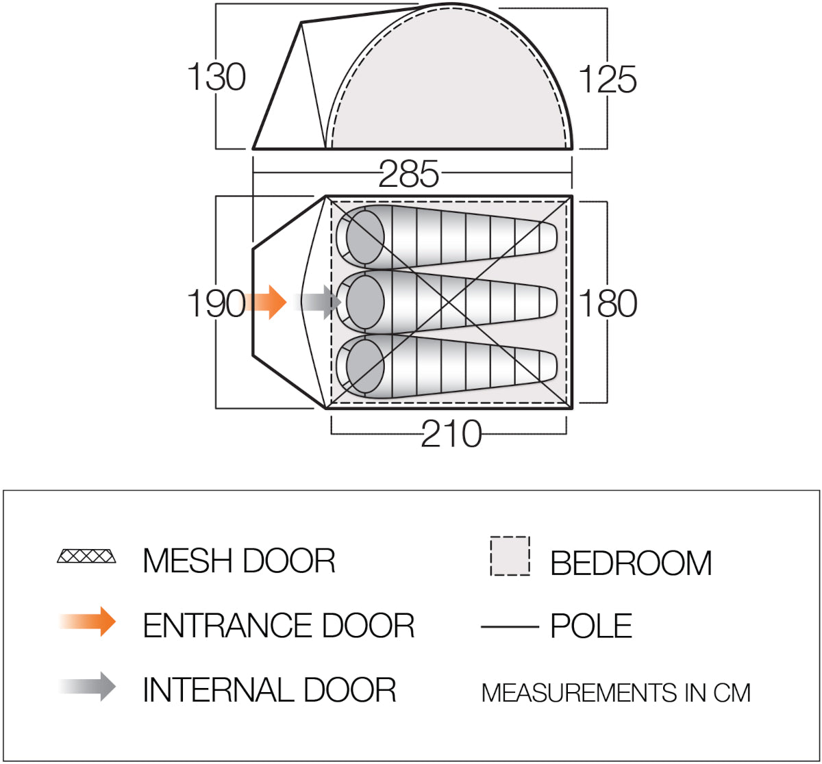 Vango Alpha 300 CLR 3-Man Tent - Blue CLR