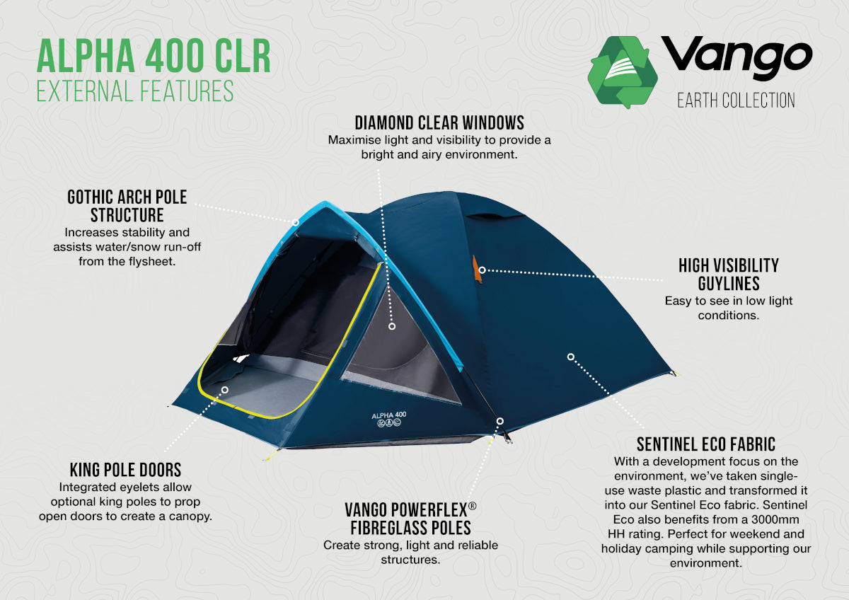 Vango Alpha 400 CLR 4-Man Tent - Blue CLR