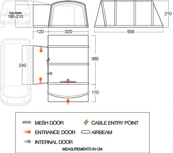 Vango Galli CC Air Low Awning - Smoke