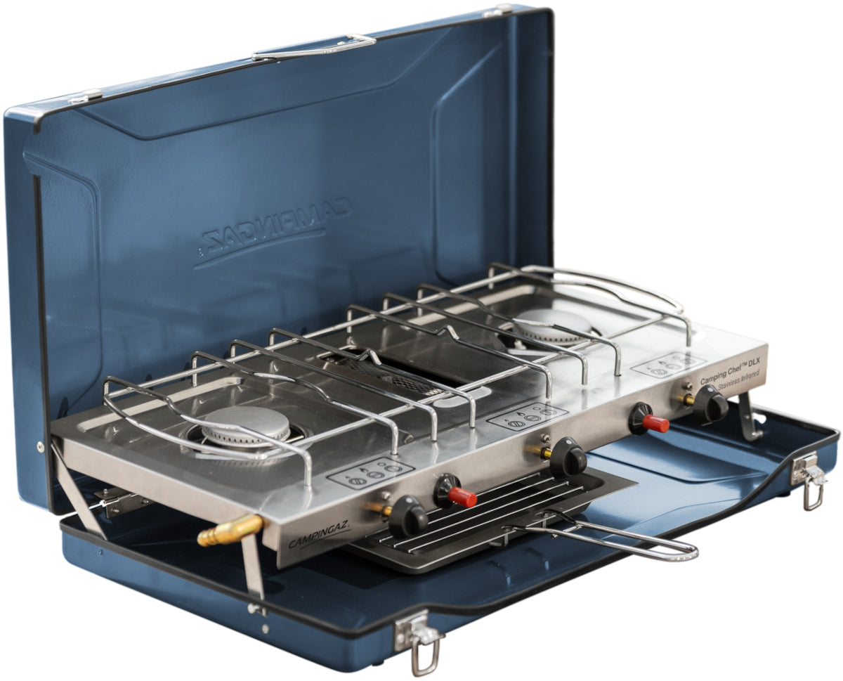 Campingaz Camping Chef DLX Stainless Infrared - Double Burner & Grill - Portable Camping Gas Stove