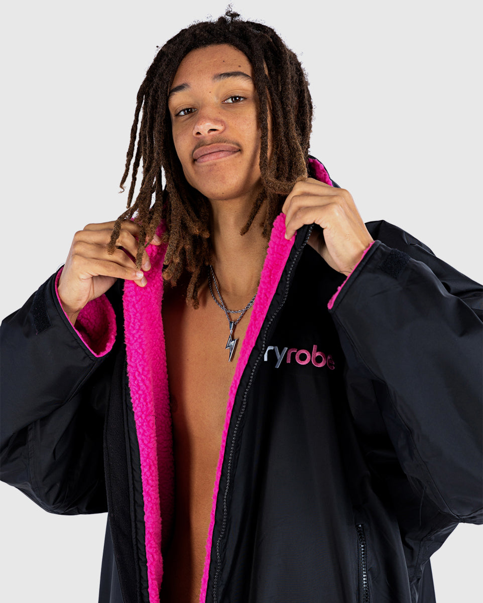 dryrobe Advance Long Sleeve V3 - Black Pink