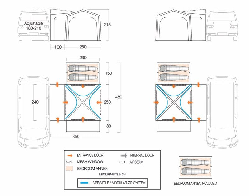 Vango Versos Air Low Awning - Cloud Grey