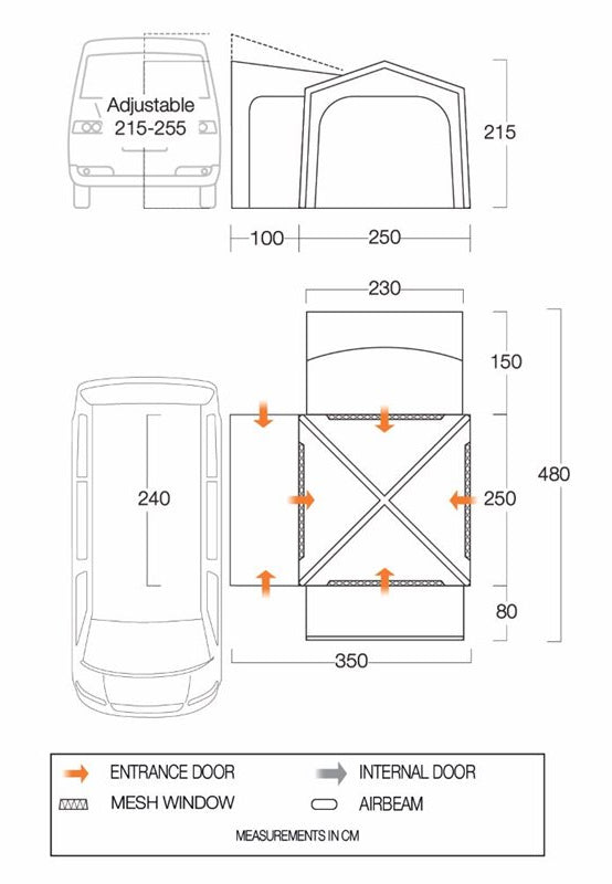 Vango Versos Air Mid Awning - Cloud Grey