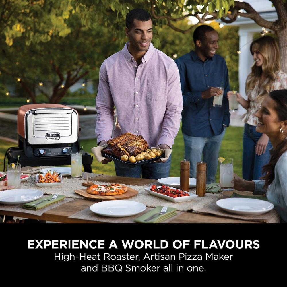 Ninja OO101UK Ninja Woodfire Outdoor Oven, Artisan Pizza Maker and BBQ Smoker - Terracotta/Steel