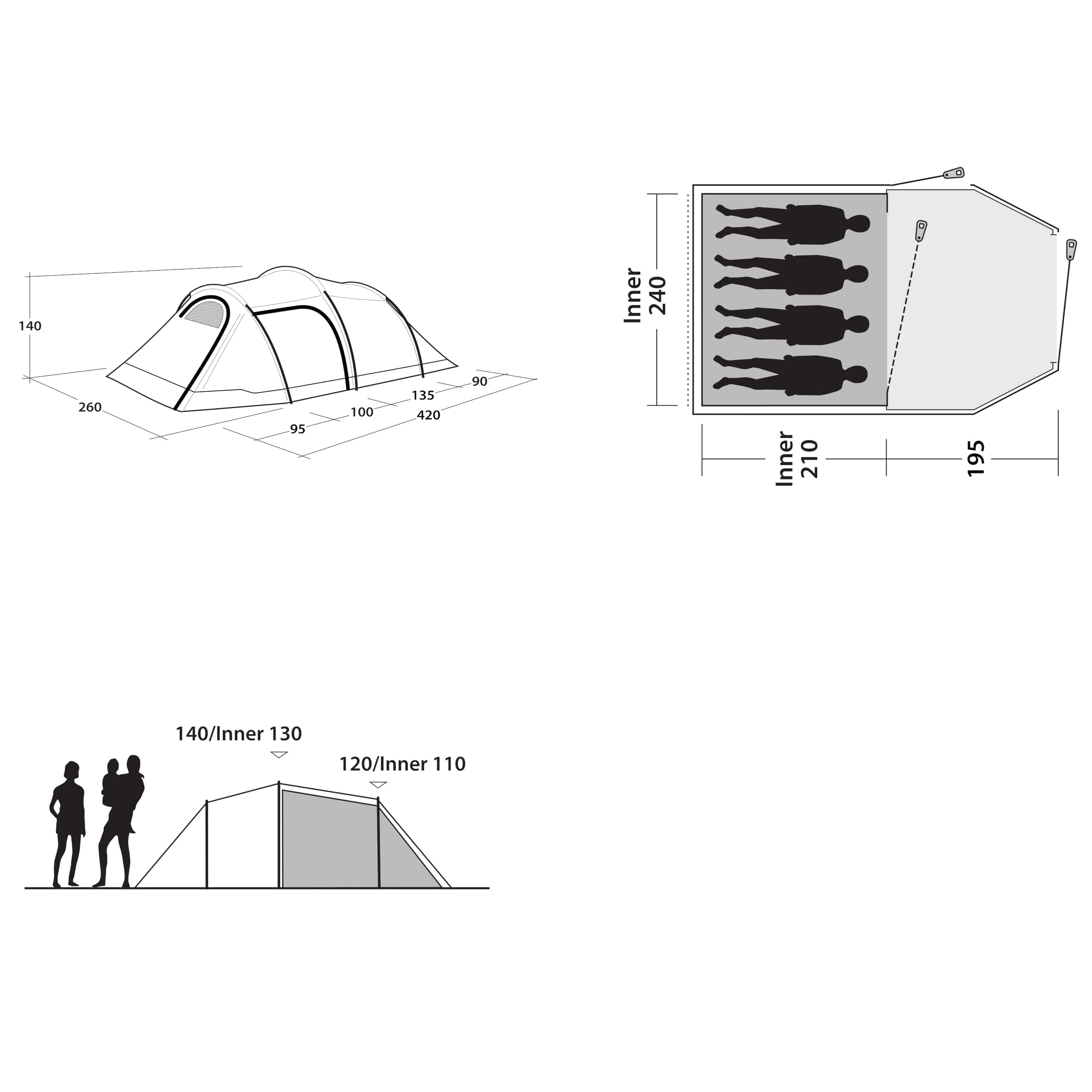 Outwell Earth 4 Plus | 4 Person Tent With 1 Bedroom