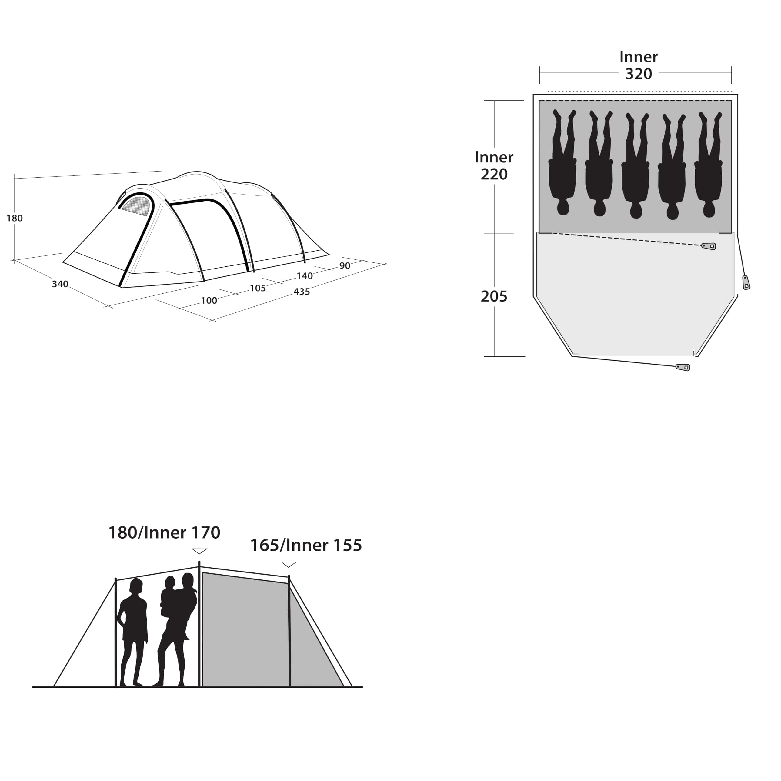 Outwell Earth 5 Plus | 5 Person Tent With 1 Bedroom