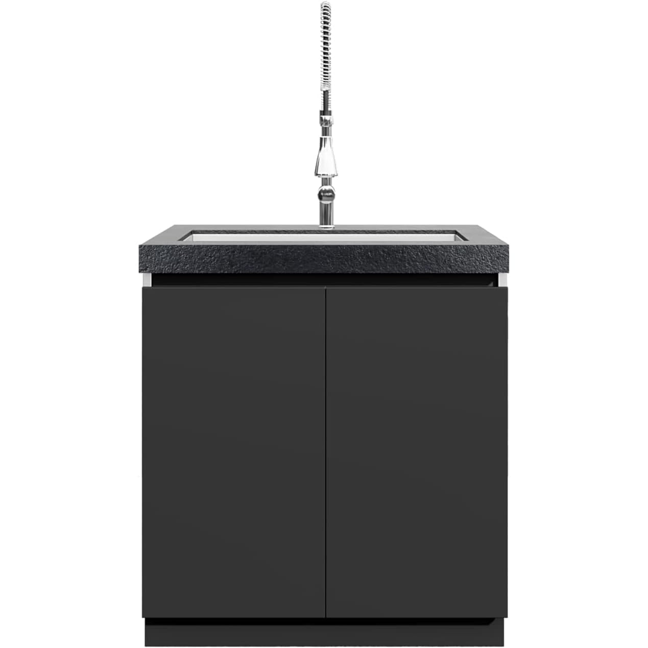 Whistler Grills Fairford 1 Modular Outdoor Kitchen, 5 Burner BBQ with Rotisserie, Sink, Storage and Double Door Fridge - Black