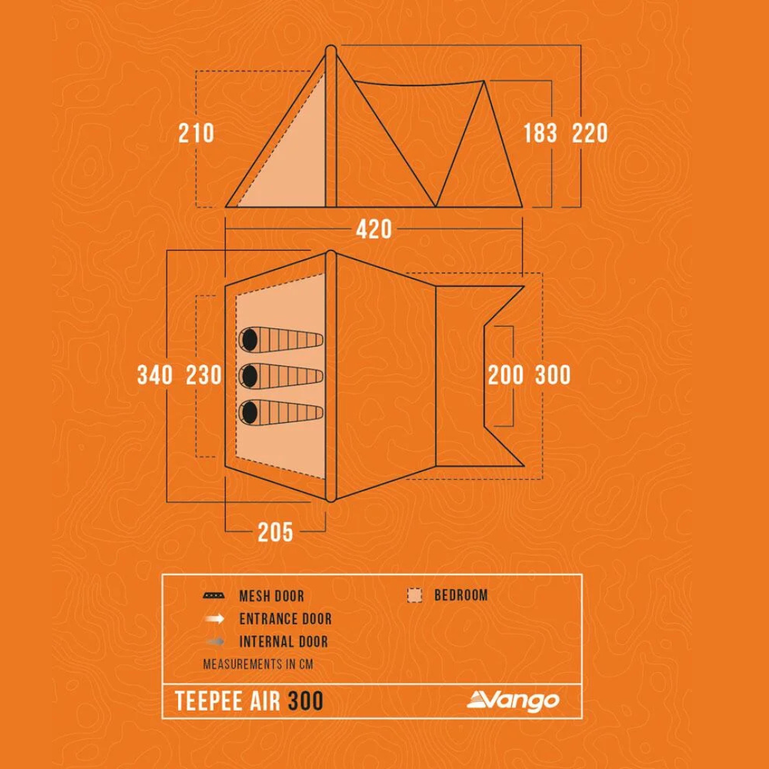 Vango Teepee Air 300 3-Man Tent - Deep Blue