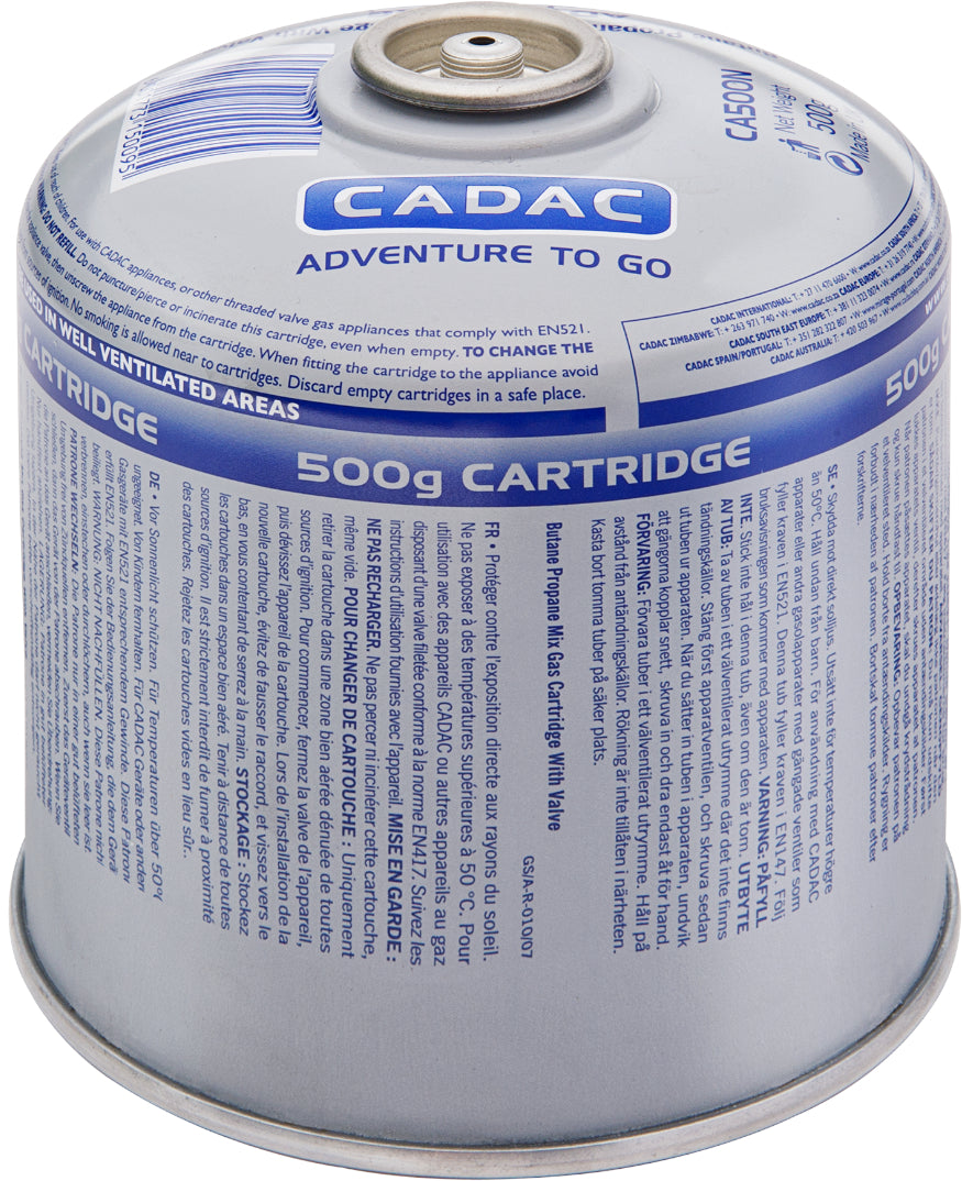 CADAC 500g Threaded Valve Cartridge (Butane/Propane)