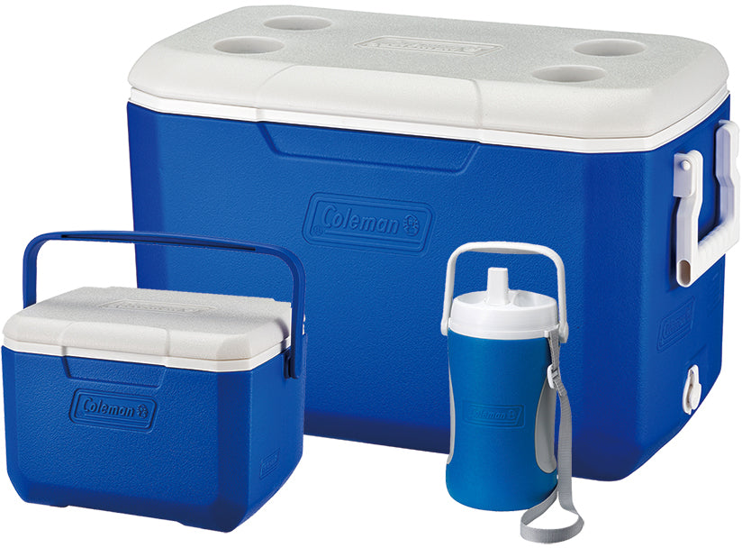 Coleman Cooler Combo - Polylite 48QT Cooler + Performance 5QT Personal Cooler + 0.5 Gallon Performance Drinks Jug