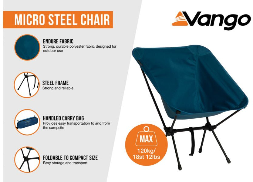 Vango Micro Steel Chair - Mykonos Blue