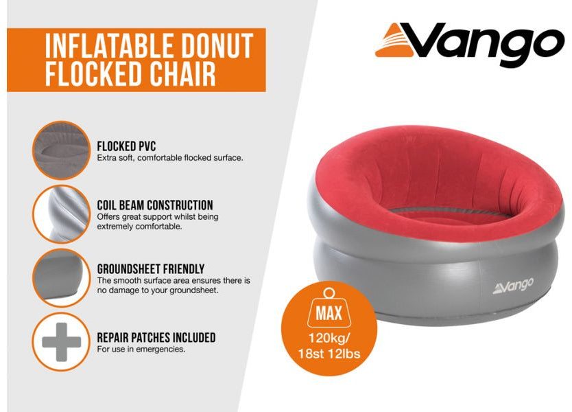 Vango Inflatable Donut Flocked Chair - Carmine Red