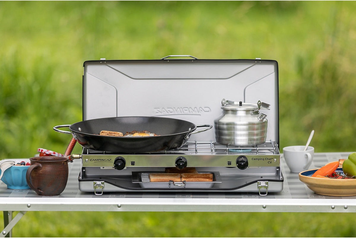 Campingaz Camping Chef CV - Double Burner & Grill - Portable Camping Gas Stove