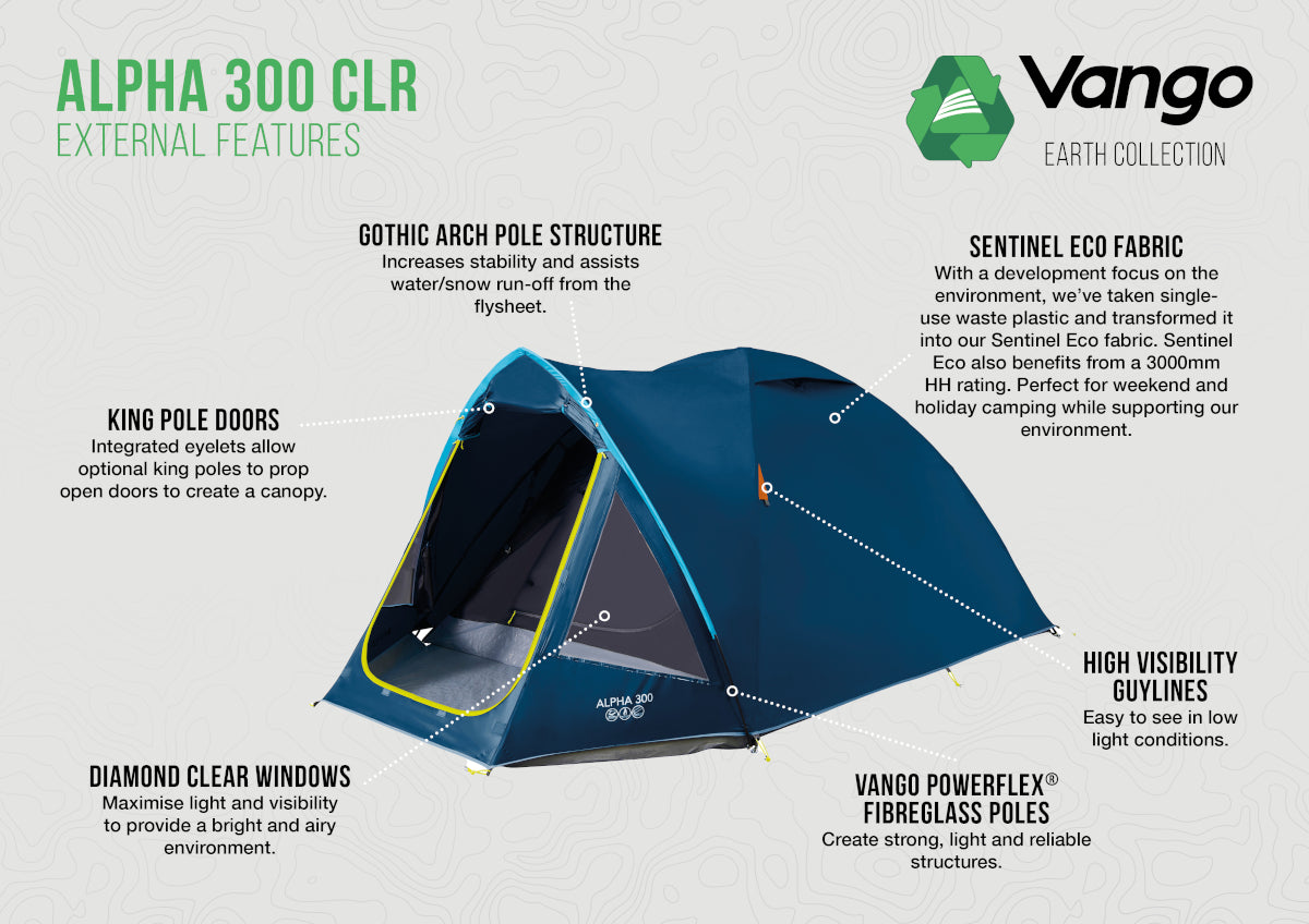 Vango Alpha 300 CLR 3-Man Tent - Blue CLR