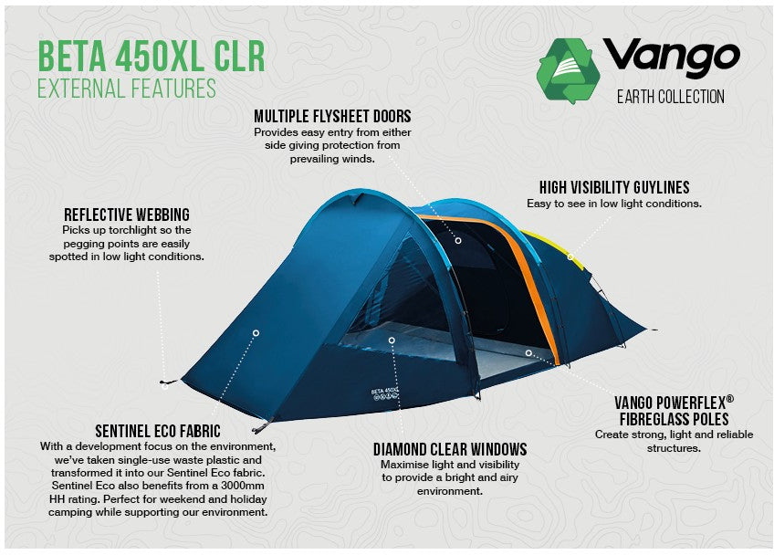 Vango Beta 450XL CLR Tent - Blue CLR