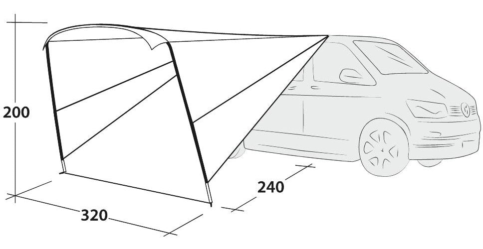 Outwell Vehicle Touring Canopy Easily Pitched Shelter With Attachment Heights 180-240cm