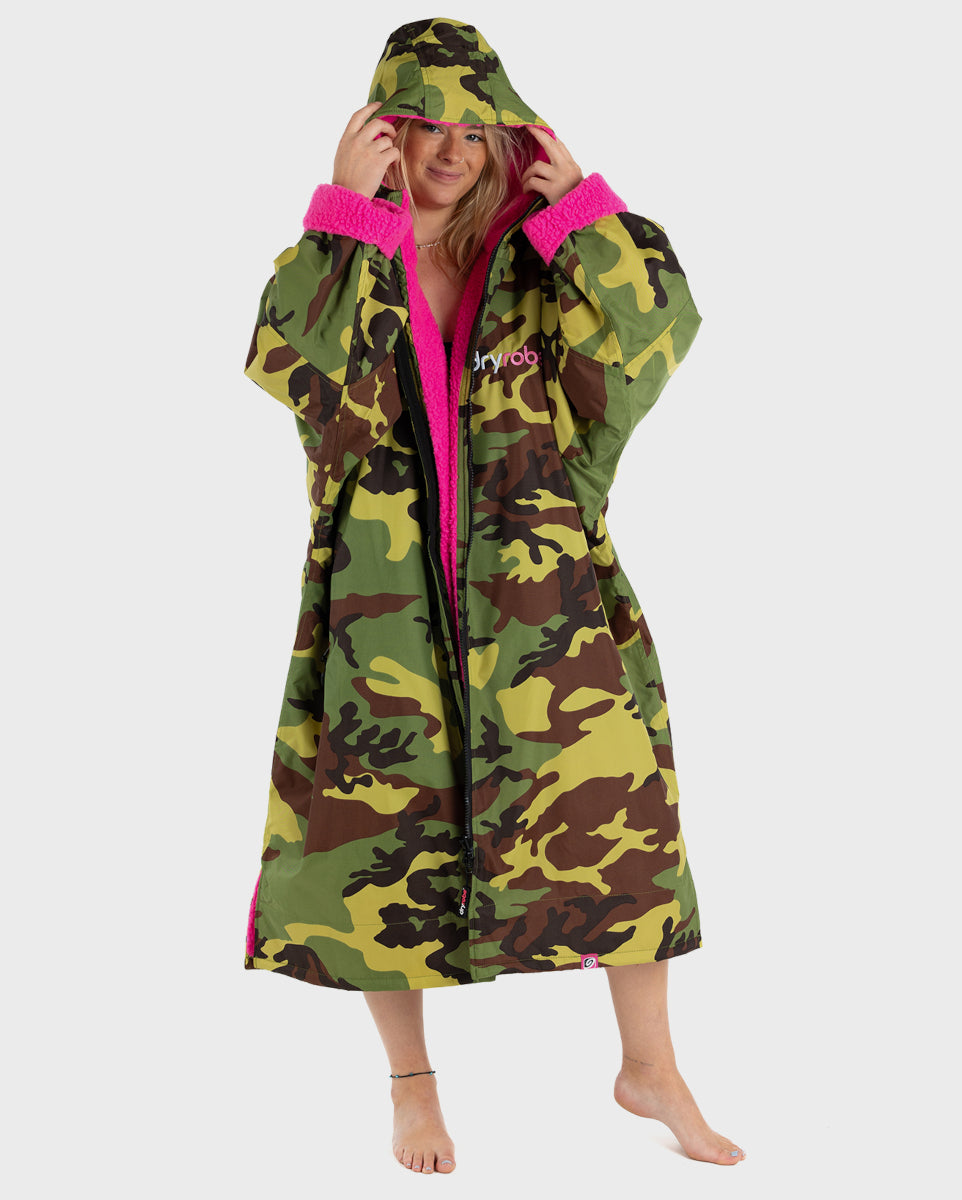 dryrobe Advance - S - Long Sleeve V3 Camouflage/Pink