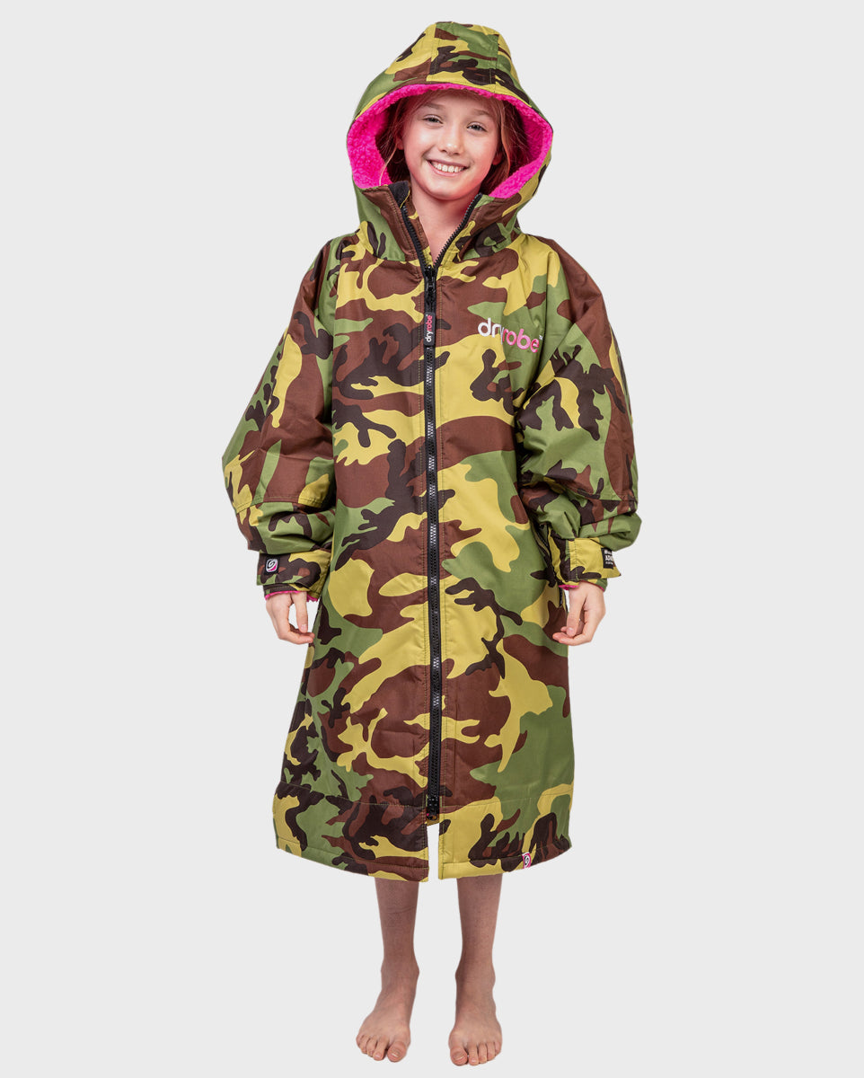 dryrobe Advance Kids Long Sleeve V3 Camouflage/Pink