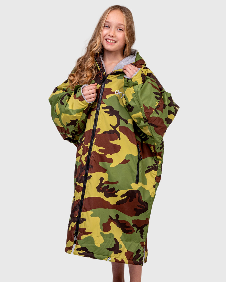 dryrobe Advance Kids Long Sleeve V3 Camouflage/Grey
