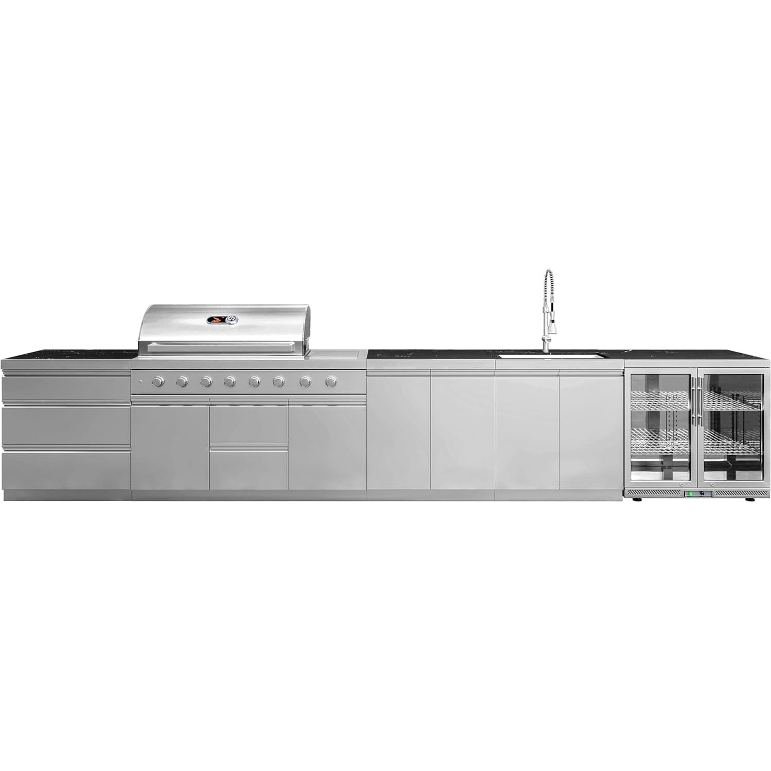 Whistler Grills Lechlade 6-Burner Kitchen with Double Door Fridge and Sink - Stainless Steel