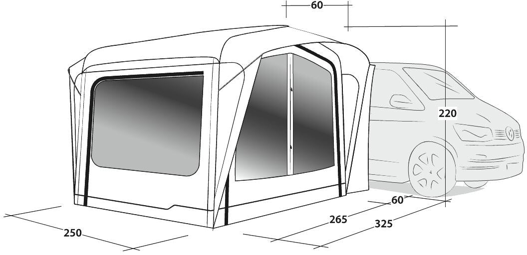 Outwell Crossville 250SA Free Standing And Parallel-Mounted Drive-Away Air Awning With 1 Living Room