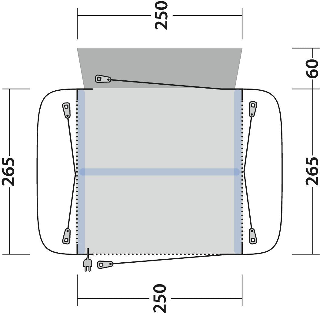 Outwell Crossville 250SA Free Standing And Parallel-Mounted Drive-Away Air Awning With 1 Living Room