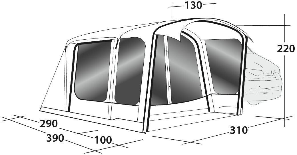 Outwell Jonesville 290SA Flex Free Standing And Parallel-Mounted Drive-Away Air Awning With 1 Living Room