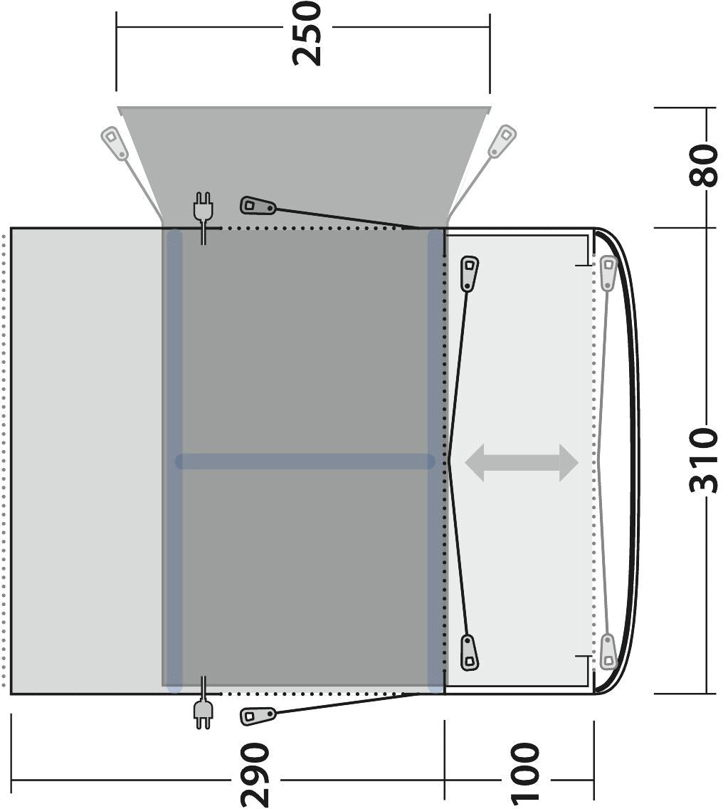 Outwell Jonesville 290SA Flex Free Standing And Parallel-Mounted Drive-Away Air Awning With 1 Living Room