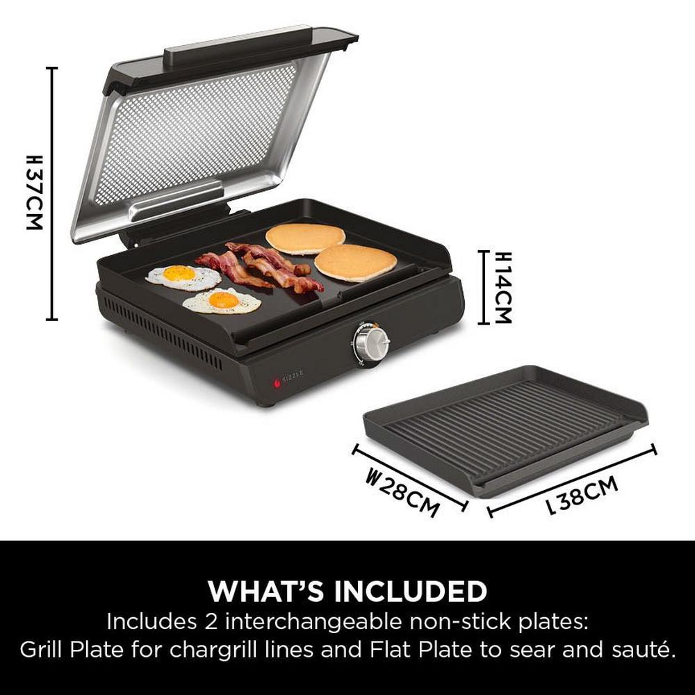 Ninja GR101UK Sizzle Grill & Flat Plate - Black