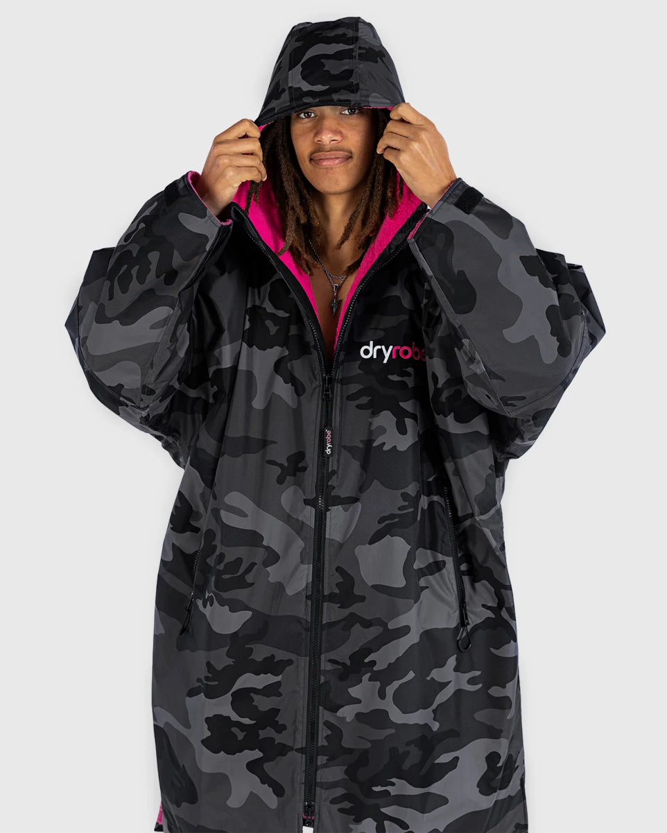 dryrobe Advance Long Sleeve V3 - Black Camo Pink