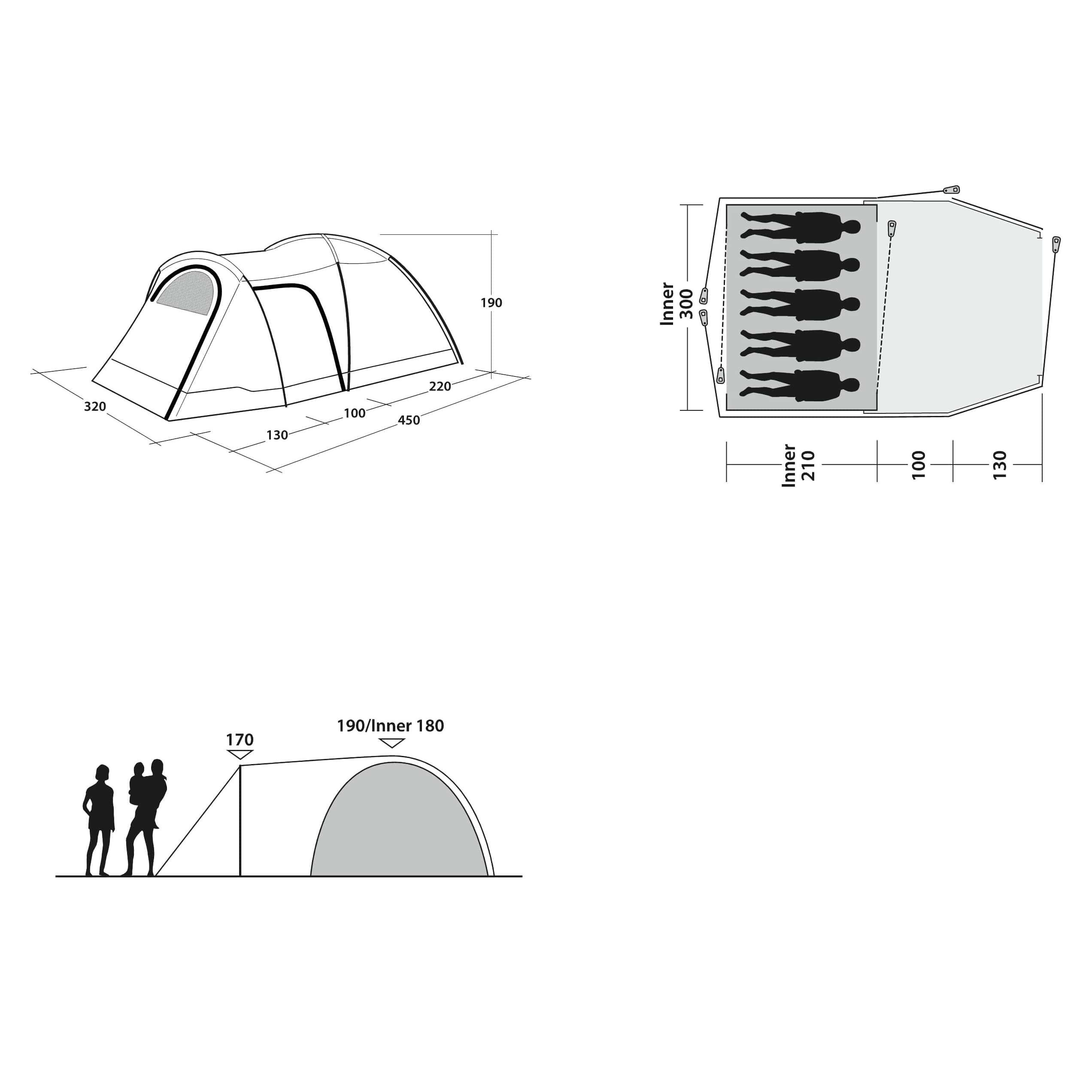 Outwell Cloud 5 Plus | 5 person tent with 1 bedroom