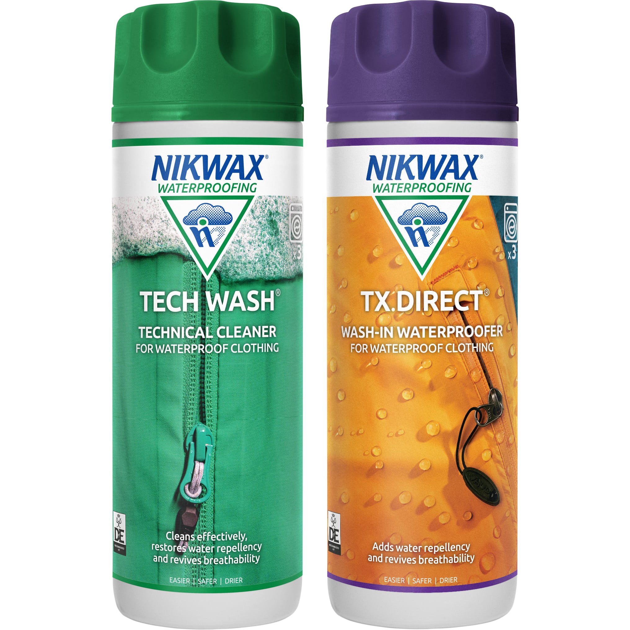 Nikwax Tech Wash® & TX.Direct® Wash-in - For Cleaning And Waterproofing Outdoor Gear
