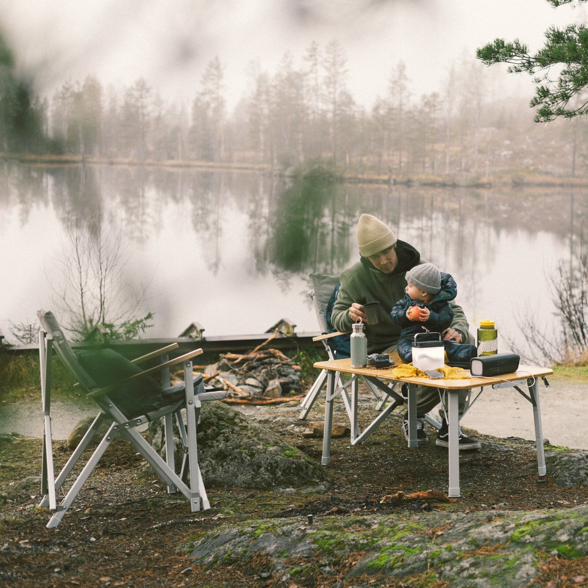 Dometic GO Compact Camp Table - Bamboo Camp Table, Adjustable Height