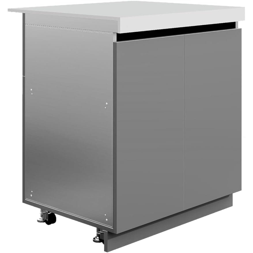 Whistler Grills Fairford 3 Modular Outdoor Kitchen with 5 Burner BBQ, Rotisserie, Side Burner, Double Door Fridge and Ceramic Egg Module (egg sold separately) - Grey