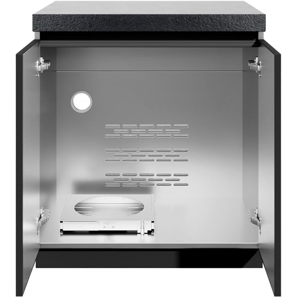 Whistler Grills Fairford 4 Modular Outdoor Kitchen with 5 Burner BBQ, Rotisserie, Sink, Double Door Fridge and Storage. - Black