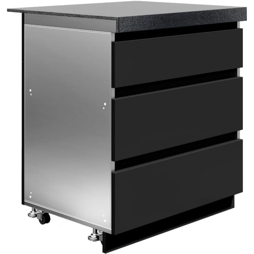 Whistler Grills Fairford 4 Modular Outdoor Kitchen with 5 Burner BBQ, Rotisserie, Sink, Double Door Fridge and Storage. - Black