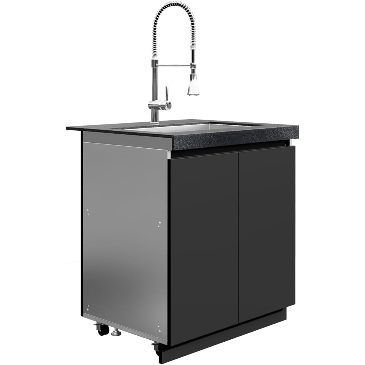 Whistler Grills Fairford 5 Modular Outdoor Kitchen, 5 Burner BBQ with Rotisserie, Sink, Storage, Double Door Fridge and Ceramic Egg Module (egg sold separately) - Black