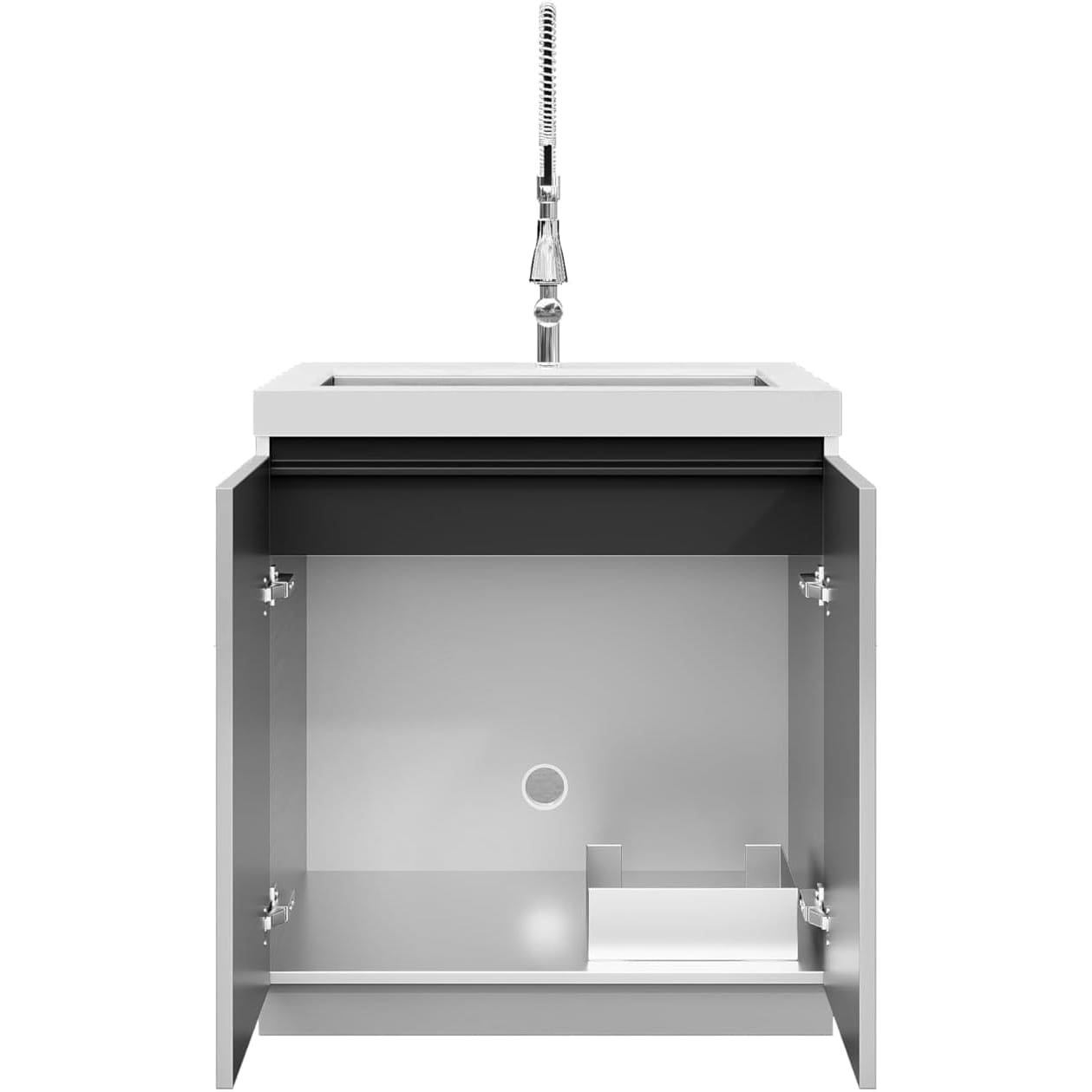 Whistler Grills Fairford 5 Modular Outdoor Kitchen, 5 Burner BBQ with Rotisserie, Sink, Storage, Double Door Fridge and Ceramic Egg Module (egg sold separately) - Grey