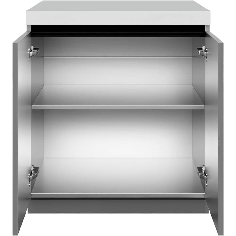 Whistler Grills Fairford 7 Modular Outdoor Kitchen, 5 Burner BBQ with Rotisserie, Sink, Storage and Double Door Fridge - Grey