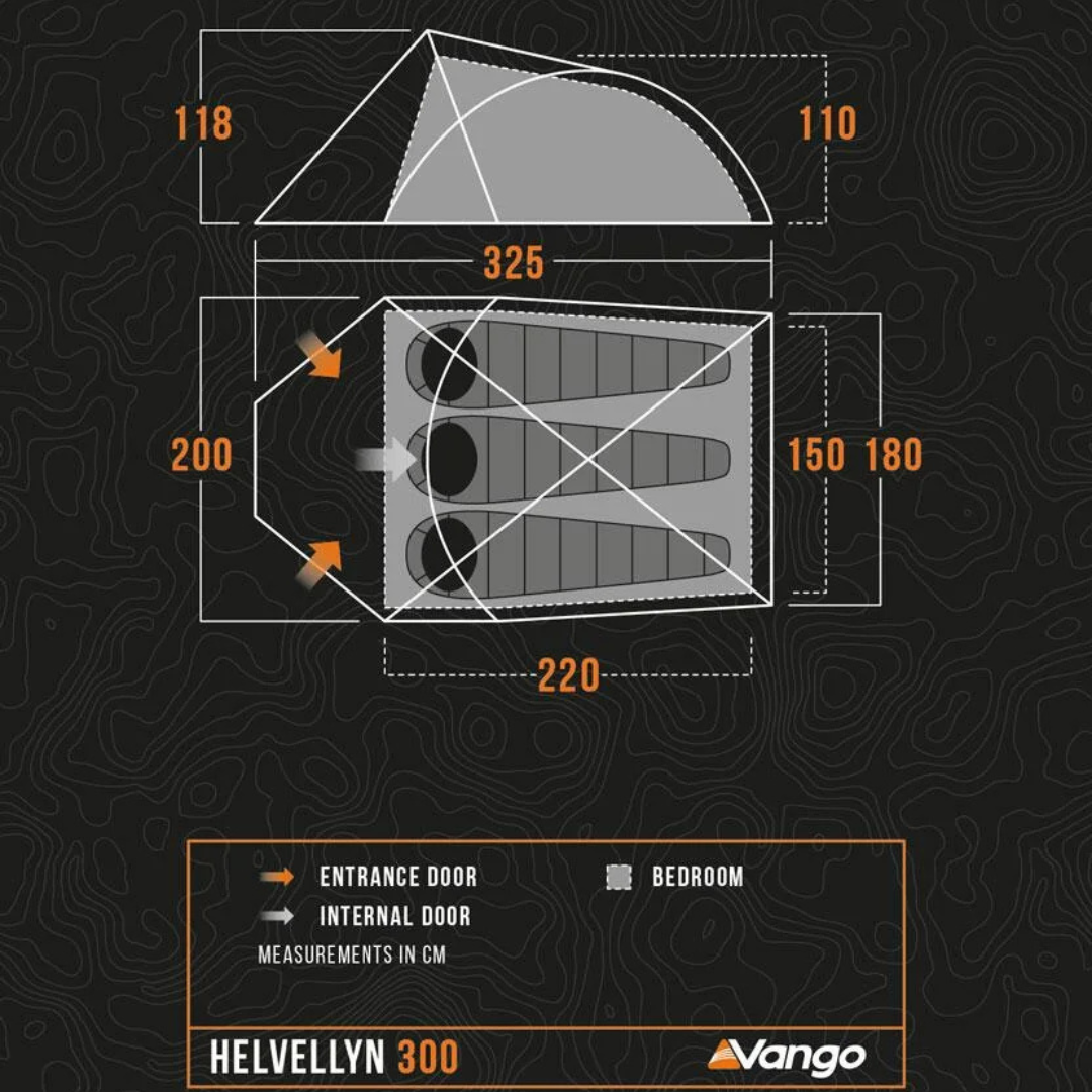 Vango Helvellyn 300 Pamir Green 3 Man Tent
