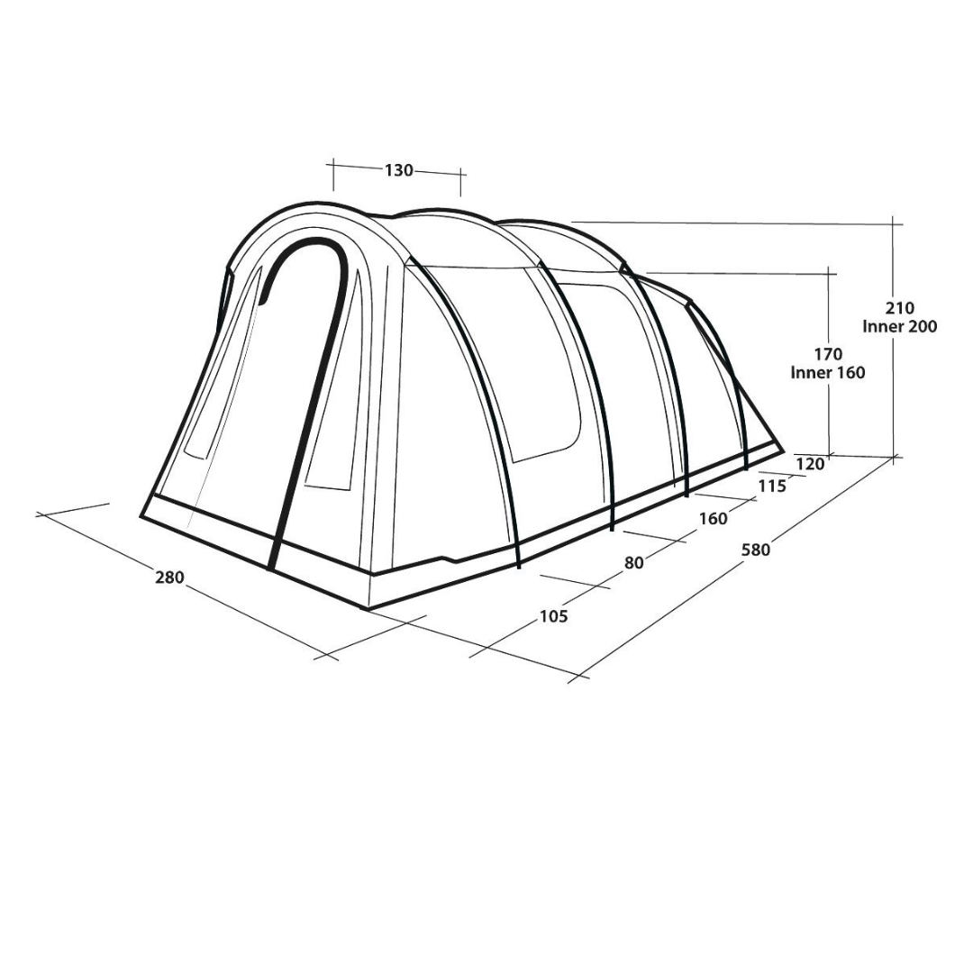 Outwell Rockwell 4, 4 person tunnel tent with 2 bedrooms