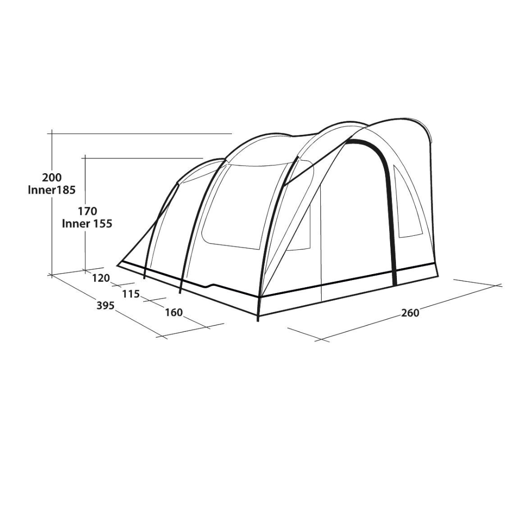Outwell Sky 4 - 4 person tunnel tent with 2 bedroom