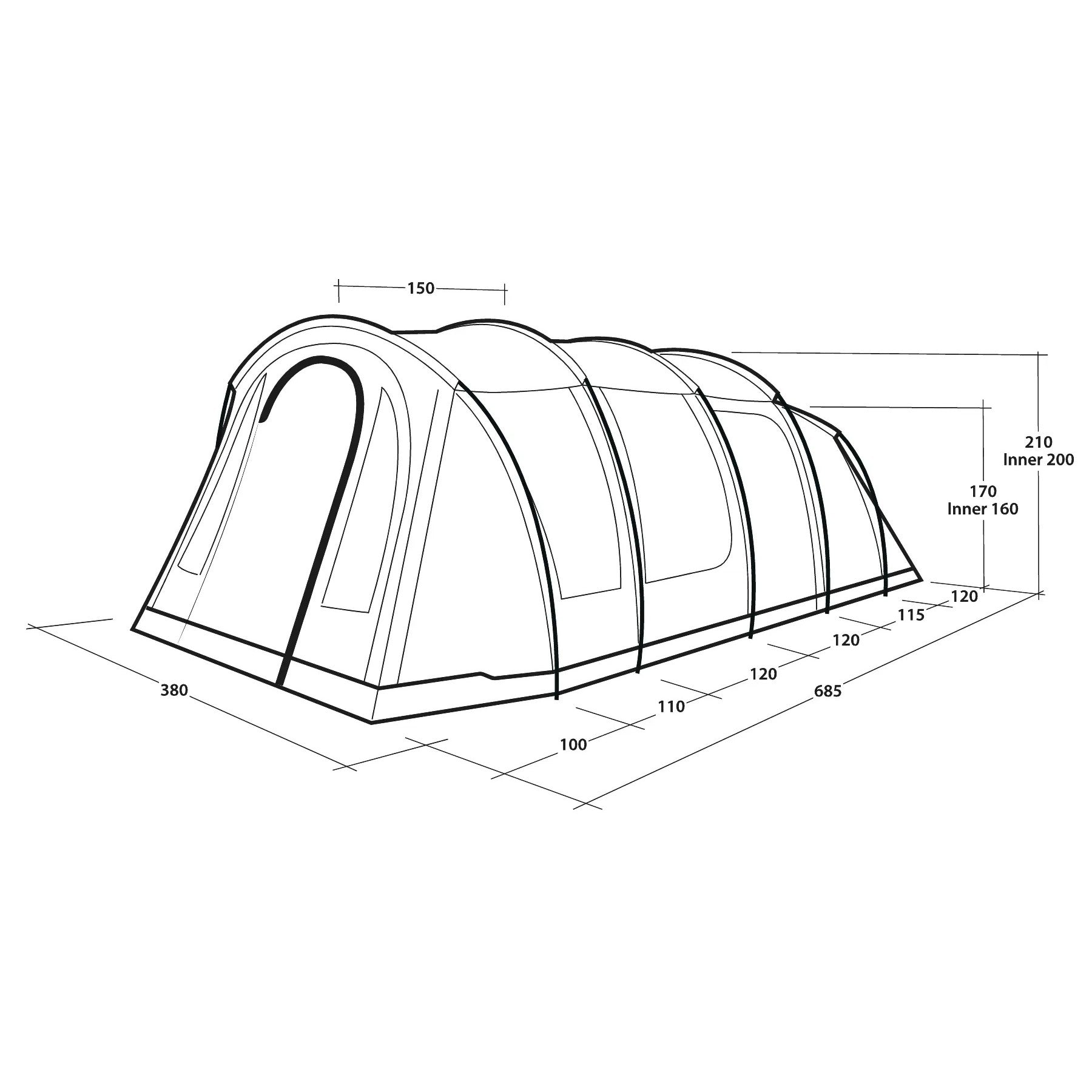 Outwell Carolina 6 Tunnel Tent