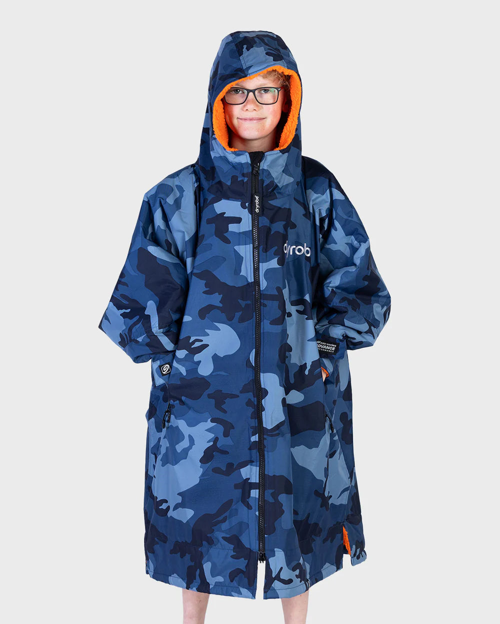 dryrobe Advance - Kids - Long Sleeve V3 - Blue Camo Orange